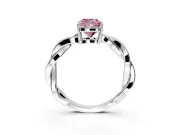 Solitaire Engagement Ring Setting for Fancy Pink Cushion Cut Center with Twisted Pave Band and Prong Head in Platinum