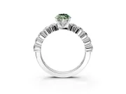 Shared-Prong Engagement Ring Setting for Fancy Green Marquise Center with Graduated Accents and Prong Head in Platinum