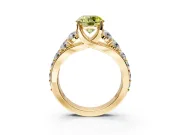 Solitaire Engagement Ring Setting for Fancy Yellow Round Cut Center with Graduated Shared Prongs and Prong Head in Yellow Gold