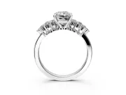 Cluster Engagement Ring Setting for Radiant Cut Center with 2-Row Shoulder Clusters and Prong Head in Sterling Silver