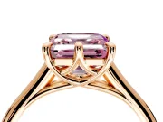 Solitaire Engagement Ring Setting for Fancy Pink Asscher Cut Center with Cathedral Band and Prong Head in Rose Gold