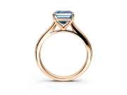 Solitaire Engagement Ring Setting for Fancy Blue Asscher Cut Center with Narrow Cathedral Band and Prong Head in Rose Gold