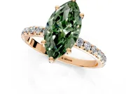Solitaire Engagement Ring Setting for Fancy Green Marquise Center with Micro Pave Band and Prong Head in Rose Gold