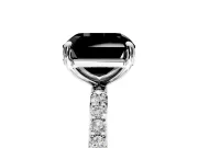 Solitaire Engagement Ring Setting for Fancy Black Asscher Cut Center with Pave Accents and Prong Head in Sterling Silver