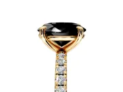 Solitaire Engagement Ring Setting for Fancy Black Oval Center with Fine Pave Narrow Band and Prong Head in Yellow Gold