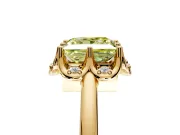 Floral Frame Engagement Ring Setting for Fancy Yellow Princess Cut Center with Accent Clusters and Prong Head in Yellow Gold