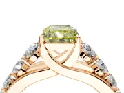 Solitaire Engagement Ring Setting for Fancy Yellow Radiant Cut Center with Graduated Shared Prongs and Prong Head in Rose Gold