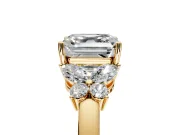 Solitaire Engagement Ring Setting for Asscher Cut Center with Marquise Flower Shoulders and Prong Head in Yellow Gold