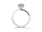Solitaire Engagement Ring Setting for Round Cut Center with Fine Pave Accents and Prong Head in Platinum