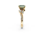 Solitaire Engagement Ring Setting for Fancy Green Asscher Cut Center with Marquise Accent Twist Band and Prong Head in Yellow Gold