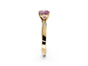 Side Accent Engagement Ring Setting for Fancy Pink Cushion Cut Center with Accent Shoulders and Prong Head in Yellow Gold