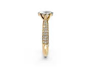 Solitaire Engagement Ring Setting for Oval Center with Multi-Row Accents and Prong Head in Yellow Gold
