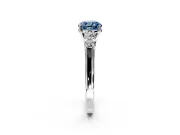 5 Stone Engagement Ring Setting for Fancy Blue Cushion Cut Center with Equal Close-Set Accents and Prong Head in Sterling Silver