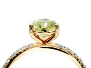 Solitaire Engagement Ring Setting for Fancy Yellow Pear-Shaped Center with Micro Pave Band and Prong Head in Yellow Gold