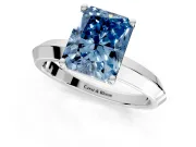 Solitaire Engagement Ring Setting for Fancy Blue Radiant Cut Center with Wide Knife Ridge Band and Prong Head in White Gold