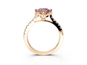 Floral Engagement Ring Setting for Fancy Pink Round Cut Center with Pave Band and Floral Prong Head in Rose Gold