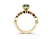 Solitaire Engagement Ring Setting for Fancy Green Cushion Cut Center with Milgrain Bezel Accents and Prong Head in Yellow Gold