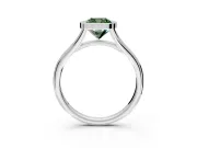 Solitaire Engagement Ring Setting for Fancy Green Cushion Cut Center with V Split Shank and Bezel Head in Sterling Silver