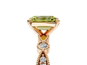 Solitaire Engagement Ring Setting for Fancy Yellow Emerald Cut Center with Milgrain Bezel Accents and Prong Head in Rose Gold