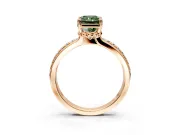 Solitaire Engagement Ring Setting for Fancy Green Radiant Cut Center with Raised Channel Band and Prong Head in Rose Gold
