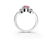 Solitaire Engagement Ring Setting for Fancy Pink Cushion Cut Center with Twisted Band and Scroll Prong Head in Platinum