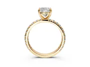 Solitaire Engagement Ring Setting for Cushion Cut Center with Shared-Prong Accents and Prong Head in Yellow Gold