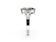 3 Stone Engagement Ring Setting for Fancy Green Marquise Center with Matching Side Accents and Prong Head in Platinum