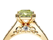 Solitaire Engagement Ring Setting for Fancy Yellow Radiant Cut Center with Channel Band and Double Claw Prong Head in Yellow Gold