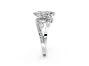 Solitaire Engagement Ring Setting for Marquise Center with Pave Bypass Twist Band and Prong Head in White Gold