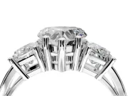 3 Stone Engagement Ring Setting for Heart-Shaped Center with Matching Side Accents and Prong Head in White Gold