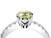 Solitaire Engagement Ring Setting for Fancy Yellow Oval Center with Single Row Accent Band and Prong Head in Sterling Silver