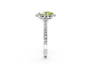Halo Engagement Ring Setting for Fancy Yellow Oval Center with Pave Accents, Heart Basket and Prong Head in Platinum