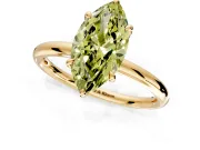 Hidden Halo Engagement Ring Setting for Fancy Yellow Marquise Center with Thin Rounded Band and Prong Head in Yellow Gold