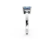 Solitaire Engagement Ring Setting for Fancy Blue Asscher Cut Center with Plain Band and Flat Tab Prong Head in Sterling Silver
