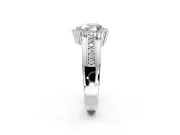 Halo Engagement Ring Setting for Heart-Shaped Center with Wide Band, Inlaid Accent Row and Prong Head in Platinum