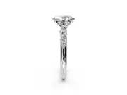 Cluster Engagement Ring Setting for Oval Center with Round Cut Accent Band and Prong Head in White Gold
