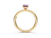 Low-Set Solitaire Engagement Ring Setting for Fancy Pink Emerald Cut Center with Thin Plain Band and Prong Head in Yellow Gold