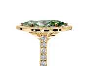 Halo Engagement Ring Setting for Fancy Green Marquise Center with Pave Accents, Heart Basket and Prong Head in Yellow Gold