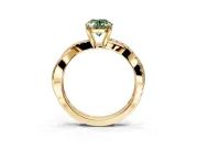 Crossover Engagement Ring Setting for Fancy Green Oval Center with Pave and Plain Strands and Prong Head in Yellow Gold