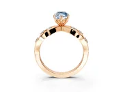 Solitaire Engagement Ring Setting for Fancy Blue Marquise Center with Criss-Cross Accent Band and Prong Head in Rose Gold