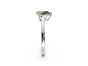 Solitaire Engagement Ring Setting for Fancy Green Pear-Shaped Center with Open Cathedral Shoulders and Prong Head in White Gold