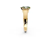 Solitaire Engagement Ring Setting for Fancy Green Pear-Shaped Center with Wide Band, Pave Collar and Prong Head in Yellow Gold