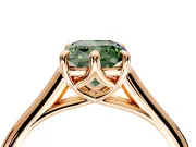 Solitaire Engagement Ring Setting for Fancy Green Cushion Cut Center with Cathedral Band and Prong Head in Rose Gold