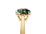 Solitaire Engagement Ring Setting for Fancy Green Round Cut Center with Open Cathedral Shoulders and Prong Head in Yellow Gold