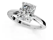 Solitaire Engagement Ring Setting for Radiant Cut Center with Open Cathedral Shoulders and Prong Head in Sterling Silver