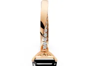 Side Accent Engagement Ring Setting for Fancy Black Emerald Cut Center with Accent Shoulders and Prong Head in Rose Gold