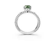 Rope Engagement Ring Setting for Fancy Green Oval Center with Accent Shoulders and Prong Head in Platinum