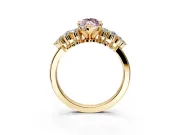 Cluster Engagement Ring Setting for Fancy Pink Marquise Center with 2-Row Shoulder Clusters and Prong Head in Yellow Gold