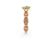 Solitaire Engagement Ring Setting for Fancy Yellow Oval Center with Marquise Panel Band and Prong Head in Rose Gold
