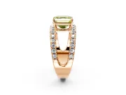 Solitaire Engagement Ring Setting for Fancy Yellow Asscher Cut Center with Wide-Open Split Shank and Prong Head in Rose Gold